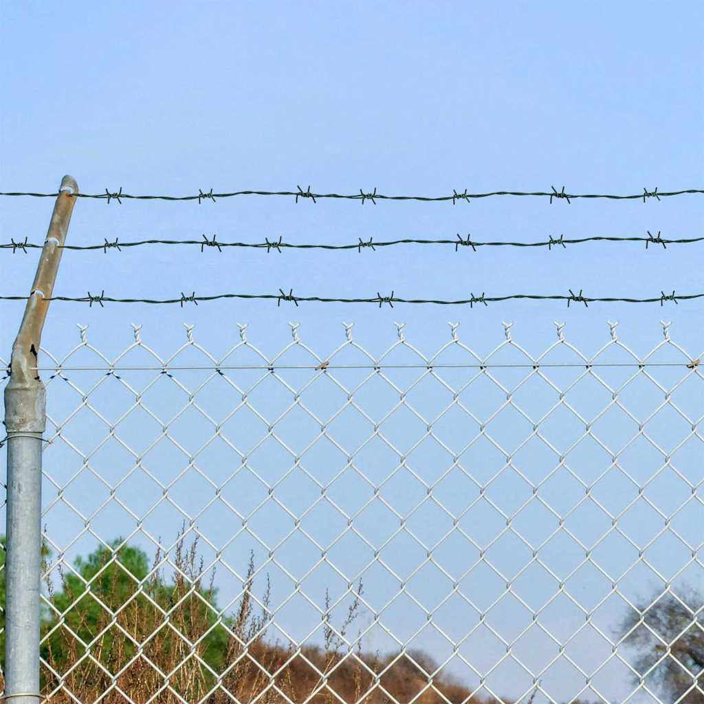 vidaXL Sârmă ghimpată Verde 100 m Oțel galvanizat prin imersie la cald