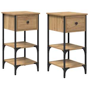 Noční skříňka 2 pcs Hnědá 33,5 x 36 x 70 cm Dřevěný materiál - obrázek 2