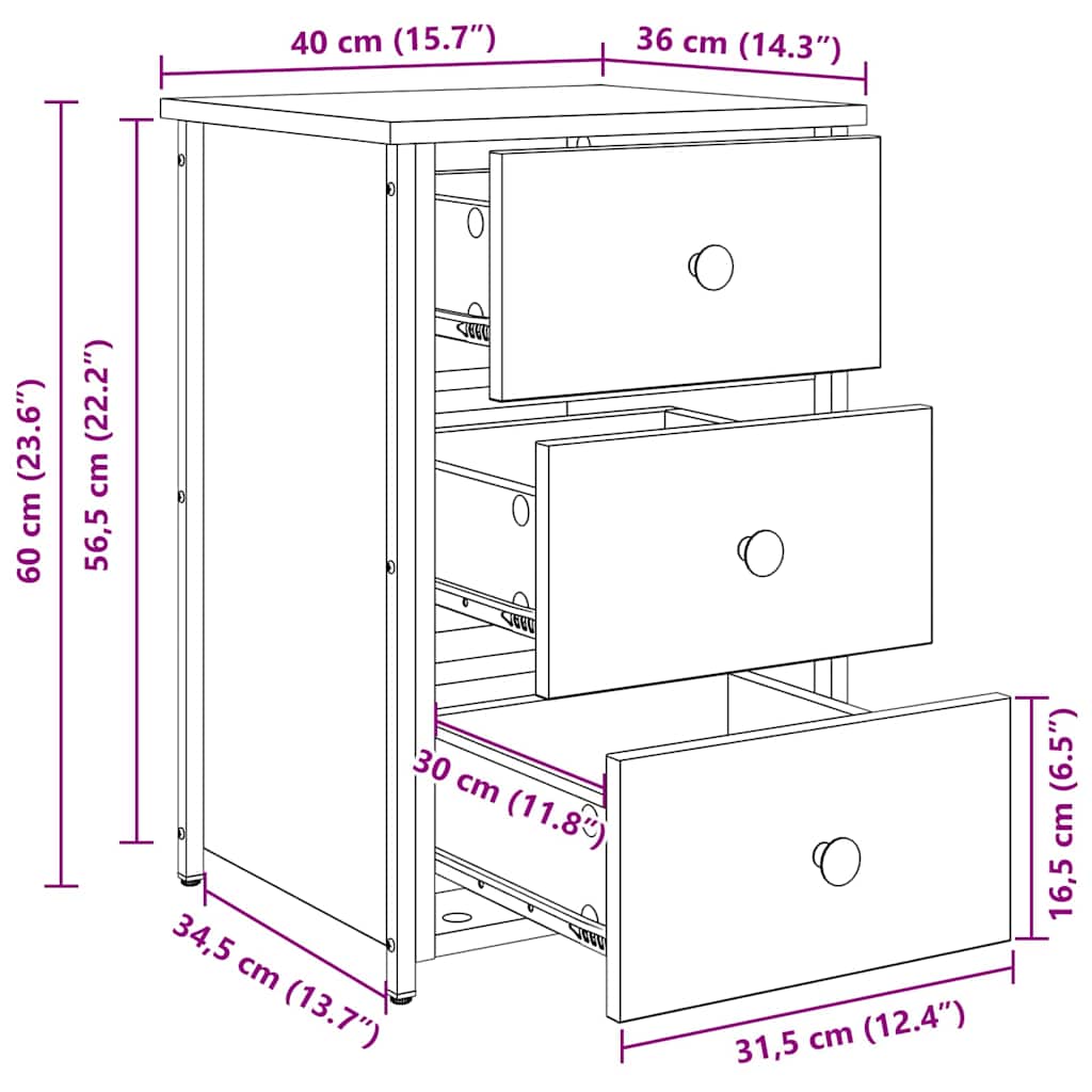 Nachtkastje 2 pcs Bruin 40 x 36 x 60 cm Massief Gerecycled Hout image 13