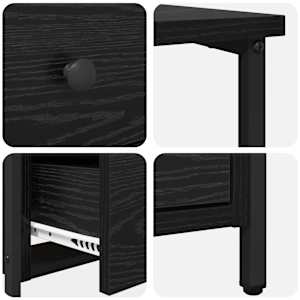 Noční skříňka 2 pcs Černý dub 30 x 60 x 60 cm Kompozitní dřevo - obrázek 10