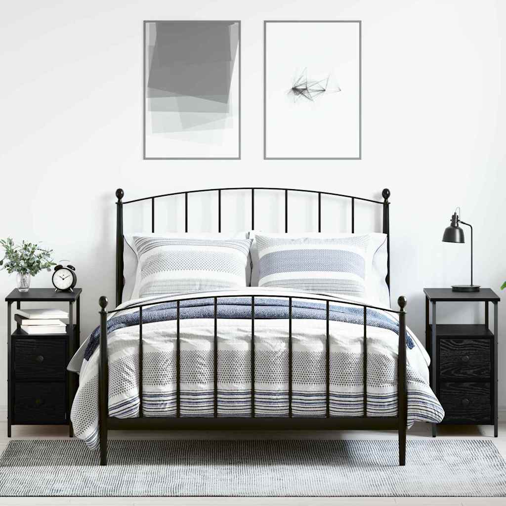 Нощен шкаф с чекмедже 2 pcs Черен дъб 30 x 60 x 60 см
