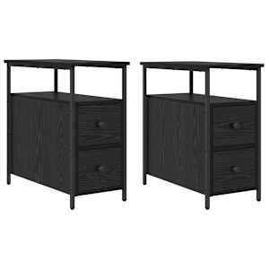 Noční skříňka 2 pcs Černý dub 30 x 60 x 60 cm Kompozitní dřevo - obrázek 2