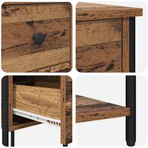 Noční skříňka se zásuvkou 2 pcs Staré dřevo 32 x 42 x 70 cm - obrázek 10