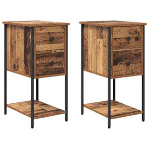 Noční skříňka se zásuvkou 2 pcs Staré dřevo 32 x 42 x 70 cm - obrázek 2