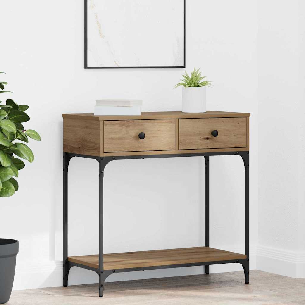 Конзолна маса Масивен дъб 75x34.5x75 см Инженерна дървесина