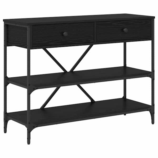vidaXL Konsoollaud sahtliga riiuliga Must tamm 100 x 34,5 x 75 cm puit