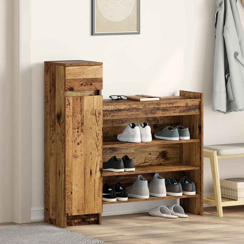 Kengäteline Vanha Puu 100.5x28x100 cm Rakennettu puusta