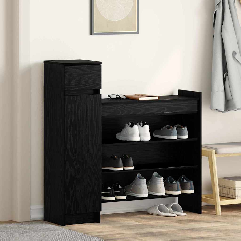 kenkäkaappi Musta tammi 100.5x28x100 cm Tekninen puu