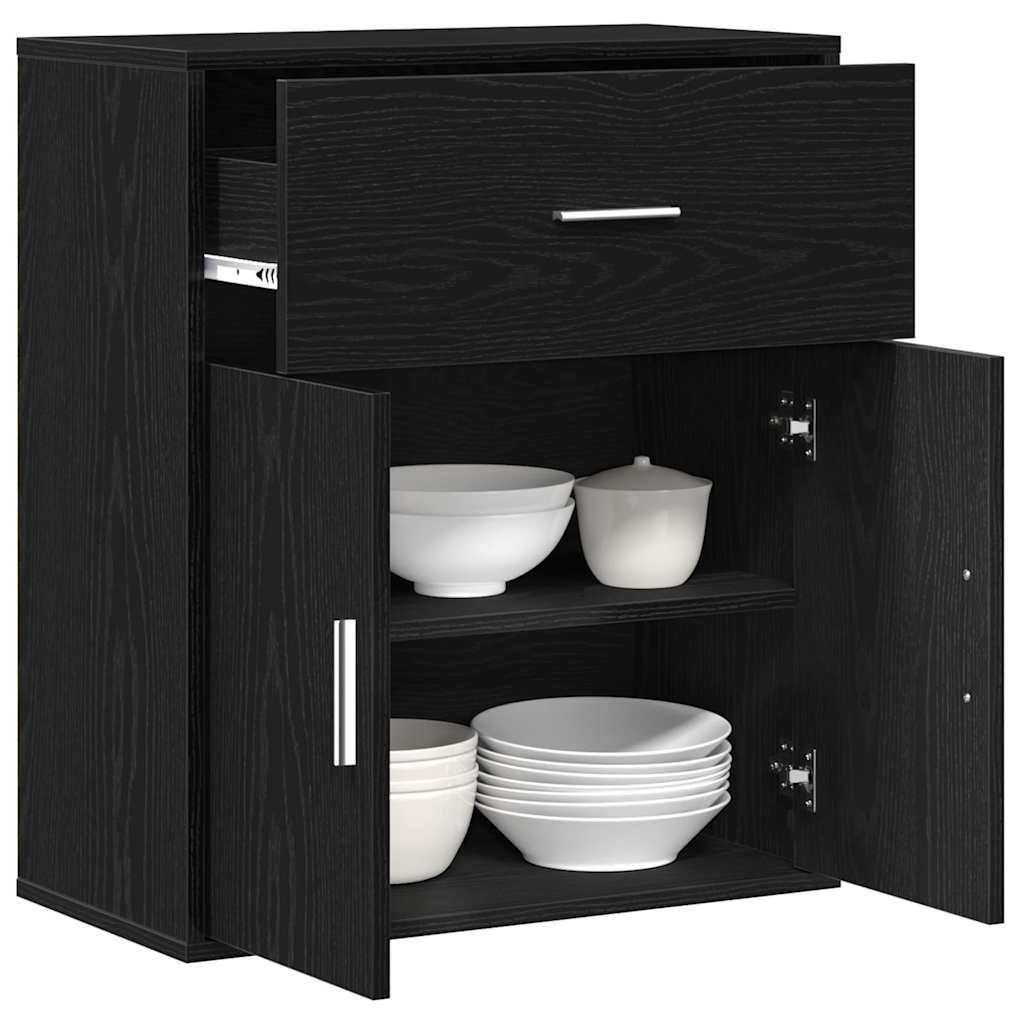 vidaXL Dressoir met lade Zwart eiken 60 x 31 x 70 cm Bewerkt hout
