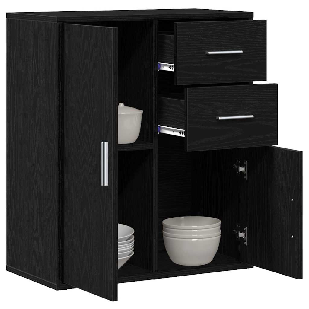 vidaXL Dressoir met lade Zwart eiken 60 x 31 x 70 cm Bewerkt hout