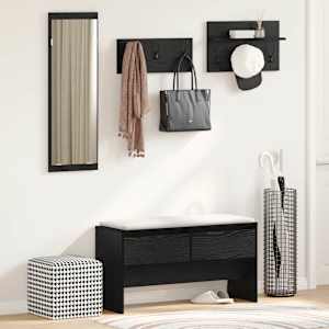 Komplet pohištva za predsobo s predalom 4 pcs Črna Orehovina