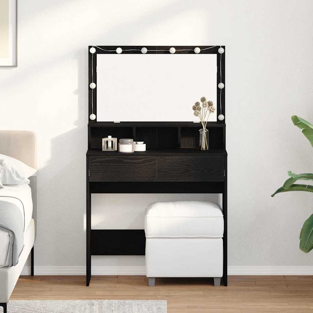 vidaXL Schminktisch Schwarze Eiche 80 x 41 x 134,5 cm Holzwerkstoff