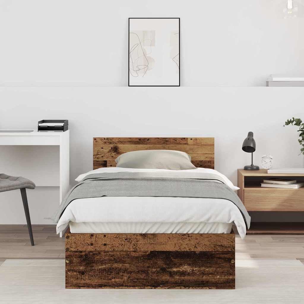 voodiraam ilma madratsita peatsiga vana puu 75x190 cm