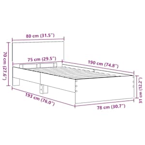 Rám postele s čelo Artisanový dub 75 x 190 cm Kompozitní dřevo - obrázek 11