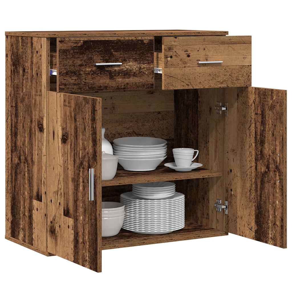 vidaXL Dressoir met lade Oud hout 79 x 38 x 80 cm Bewerkt hout