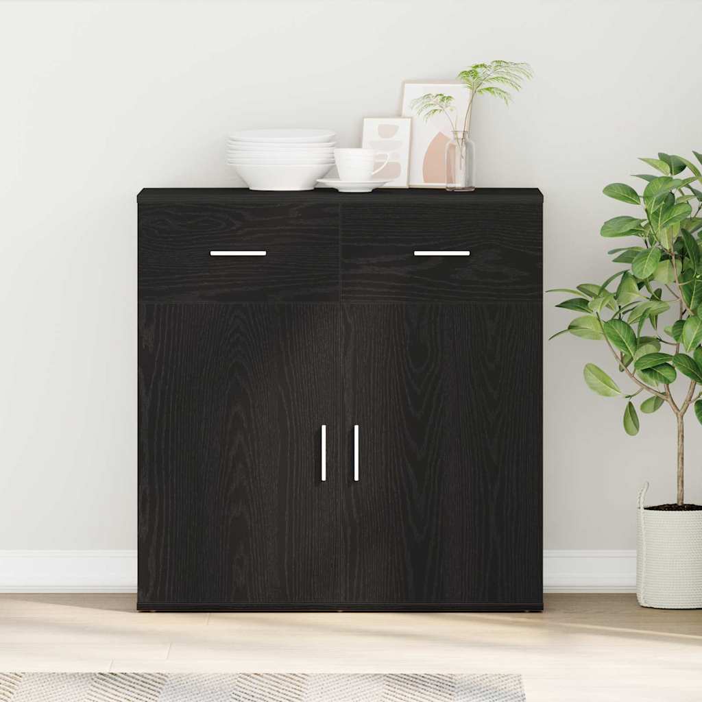 Kõide sahtliga riiuliga ladustamisega uksega Must tamm 79 x 38 x 80 cm Tehispuit