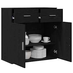 Servírovací skříň Černý dub 78 x 38 x 80 cm kompozitní dřevo - obrázek 3