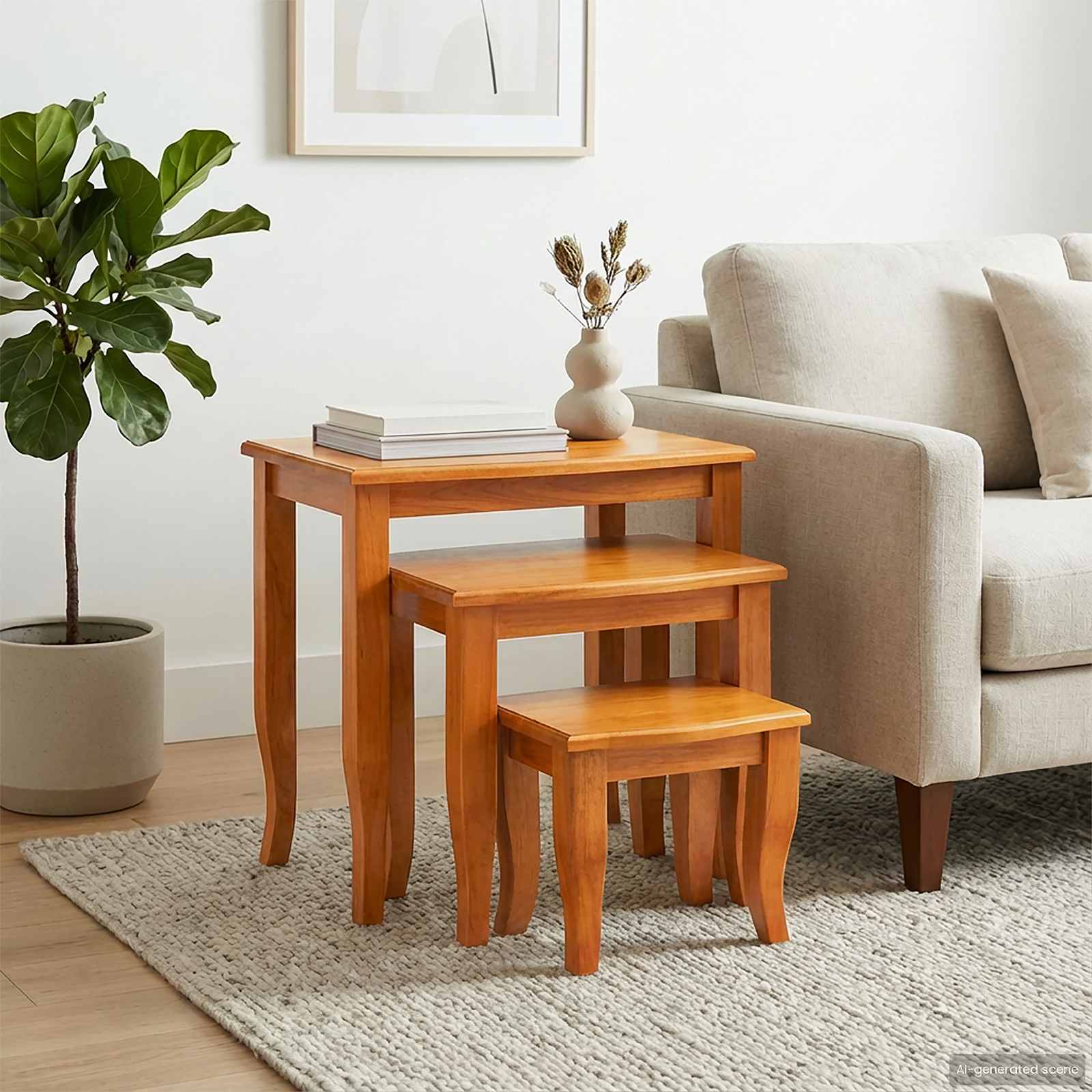 vidaXL Mese de birou nesting 3 pcs natural Lemn masiv de mahon
