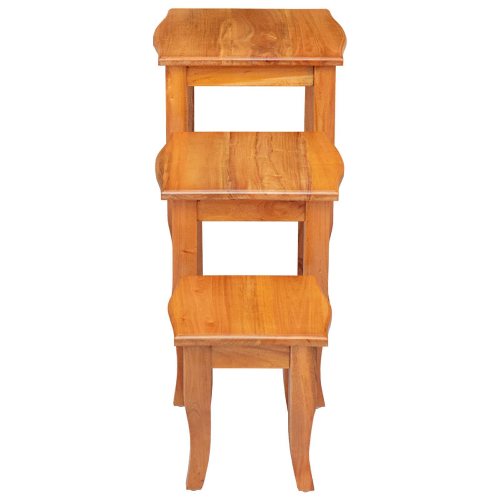 Geneste Bijzettafels 3 pcs Naturel Massief Mahoniehout image 8