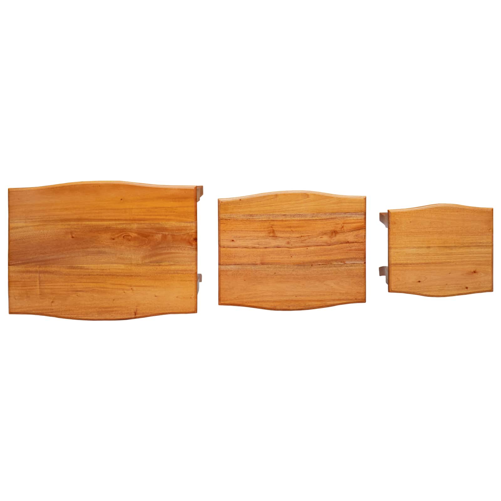 Geneste Bijzettafels 3 pcs Naturel Massief Mahoniehout image 9