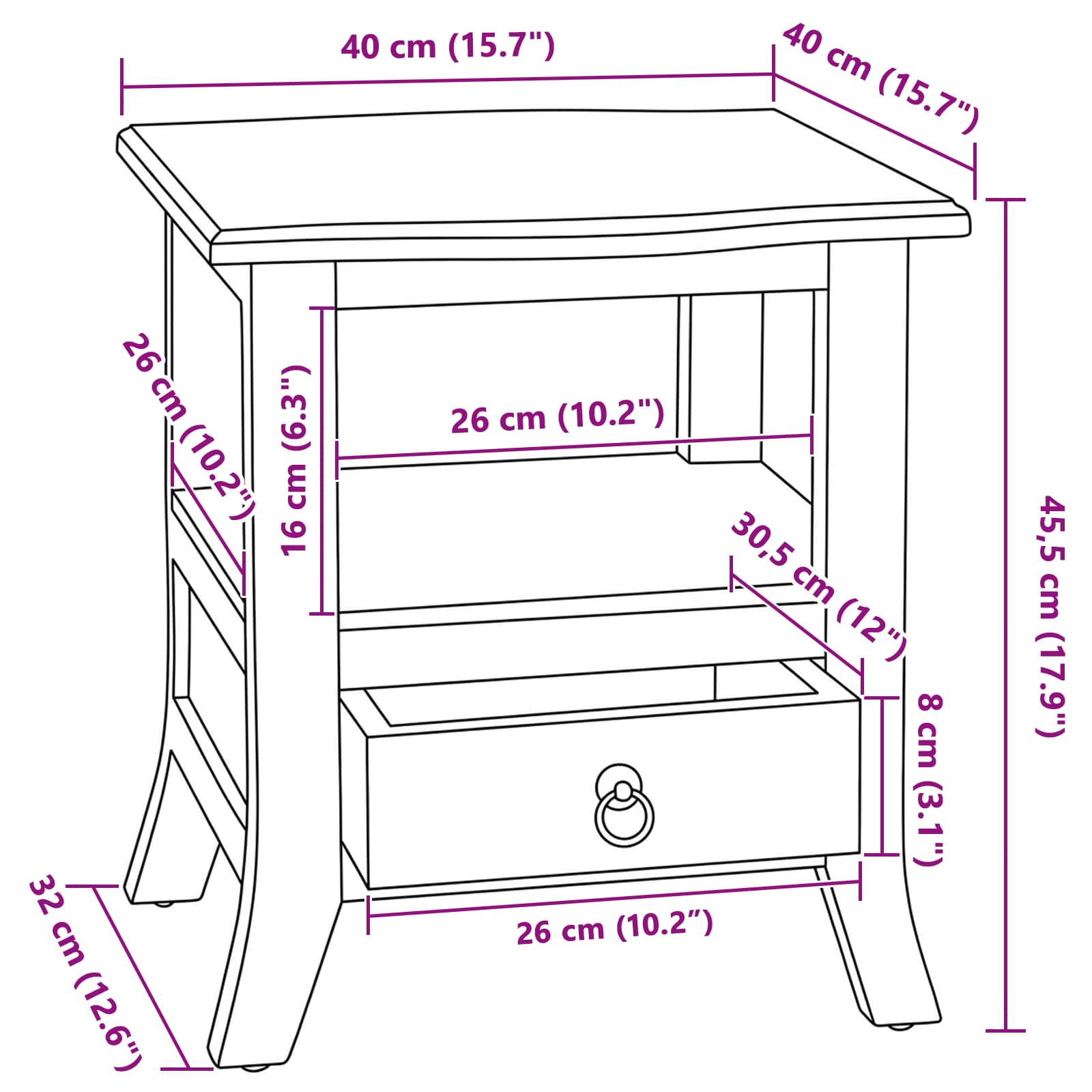 Nachtkastje Bruin 40 x 40 x 45,5 cm Massief Mahoniehout image 12
