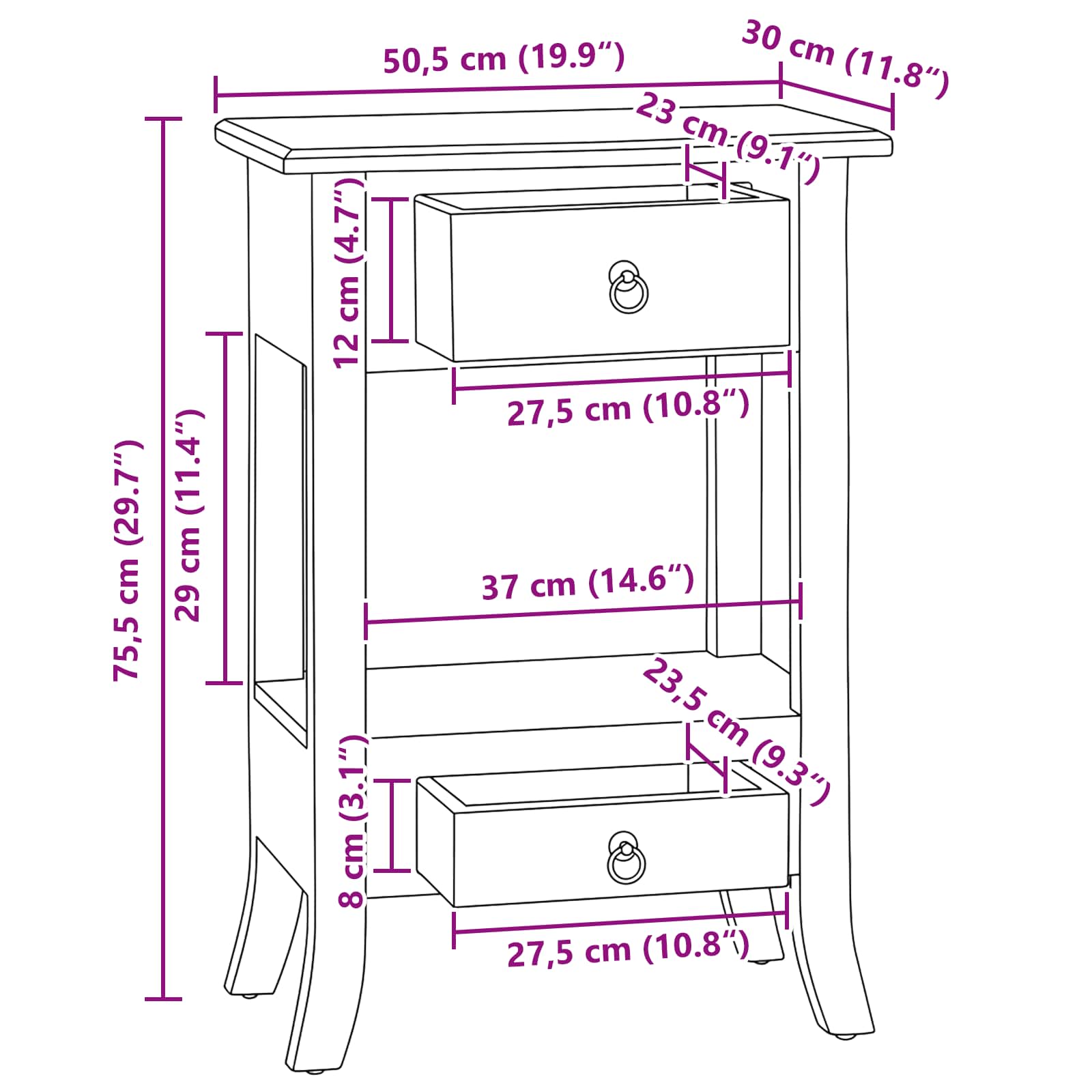 Wandtafel Naturel 50,5 x 30 x 75,5 cm Massief Mahoniehout image 12