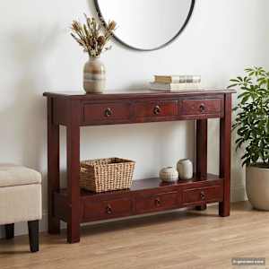 Konzolna miza Rjava 115 x 32 x 75,5 cm Masivni mahagonijev les