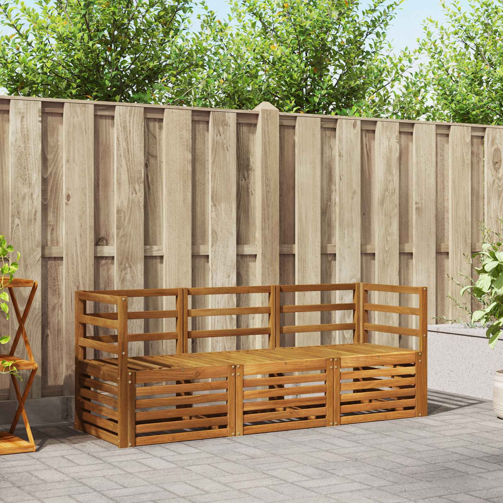 vidaXL Sofagarnituren 3 pcs Natur Massivholz Akazie