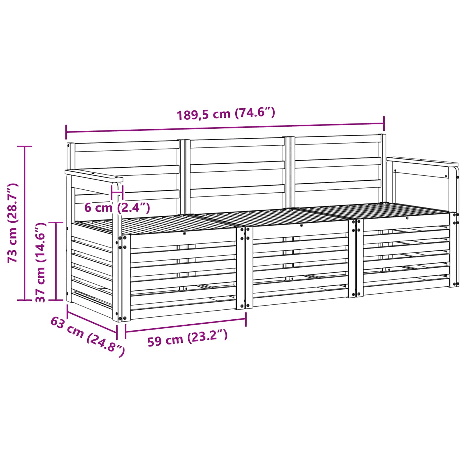 Sofa-Sets 3 pcs Naturel Massief Acaciahout image 5