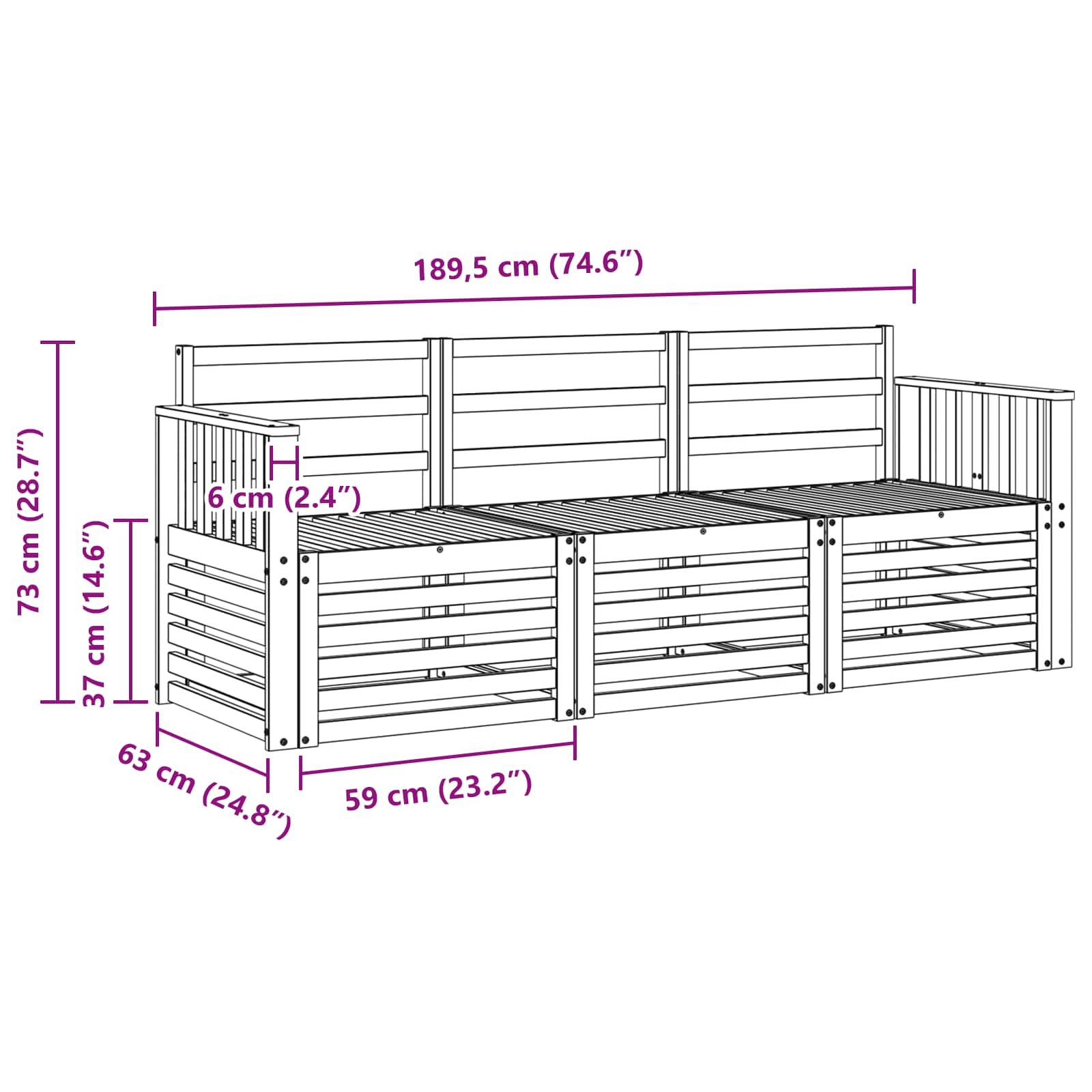 Sofa-Sets 3 pcs Naturel Massief Acaciahout image 5