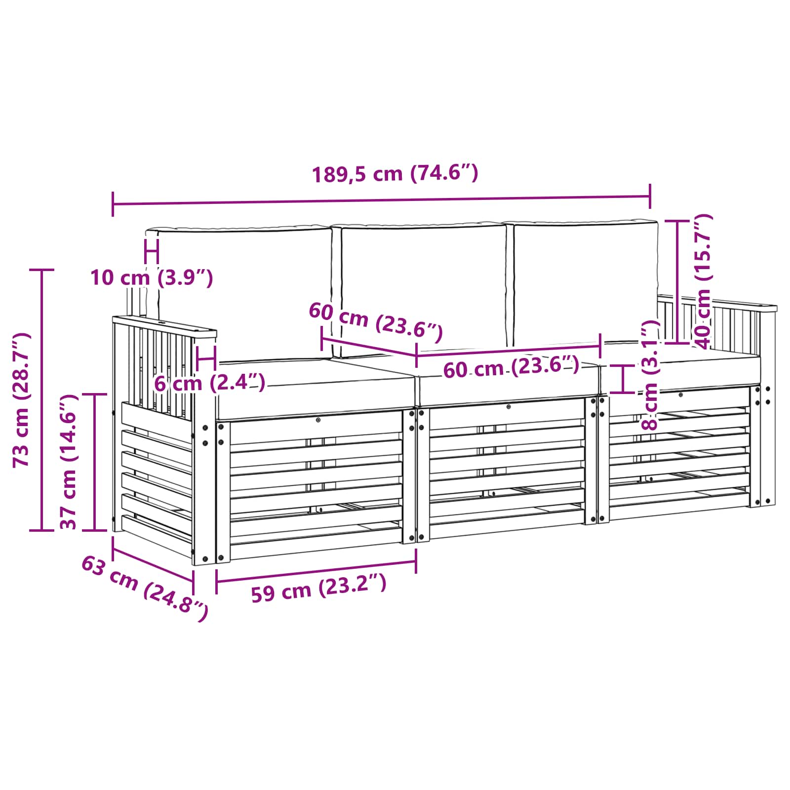 Sofa-Sets 3 pcs Natuurlijk en Lichtgrijs Massief Acaciahout image 6