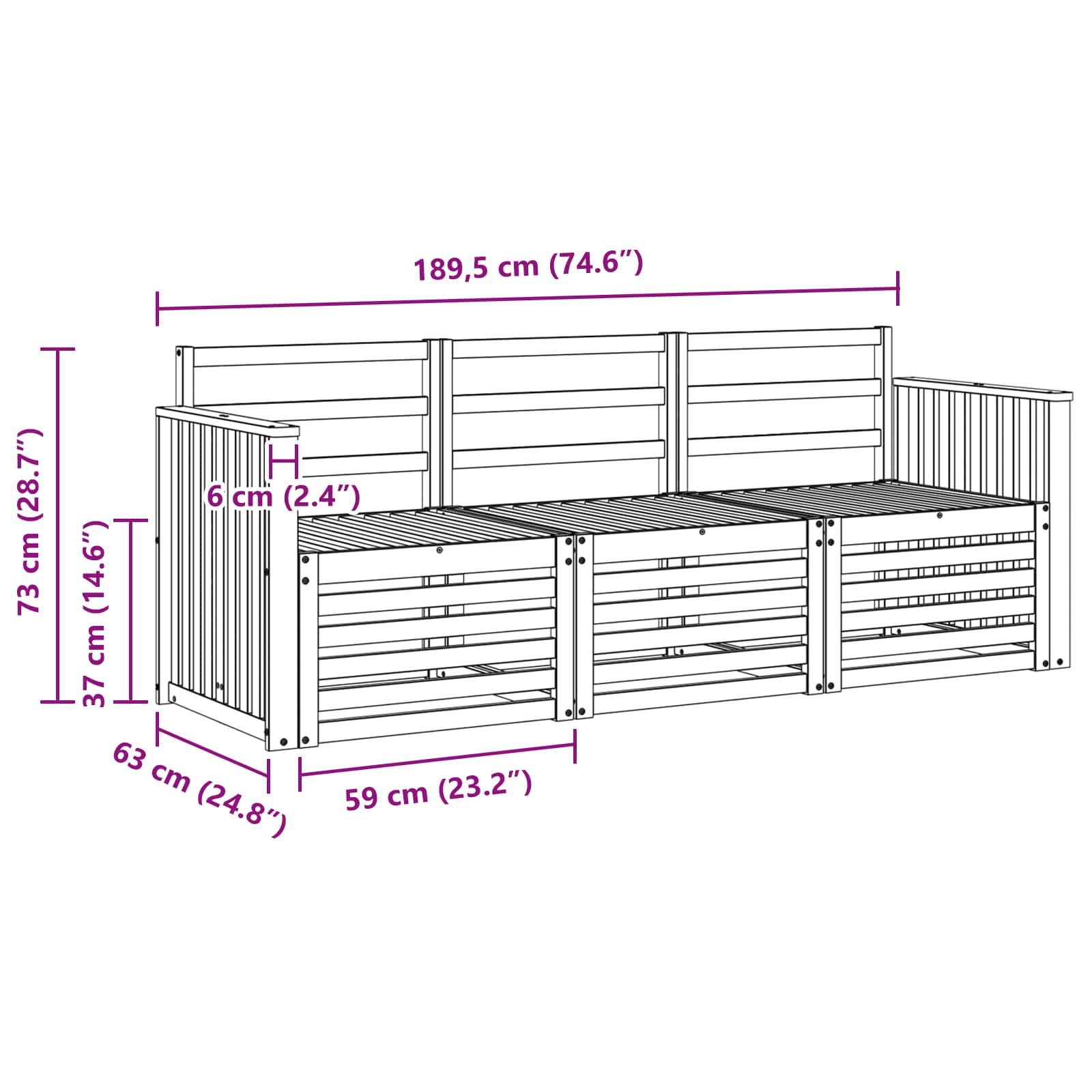 Sofa-Sets 3 pcs Naturel Massief Acaciahout image 5