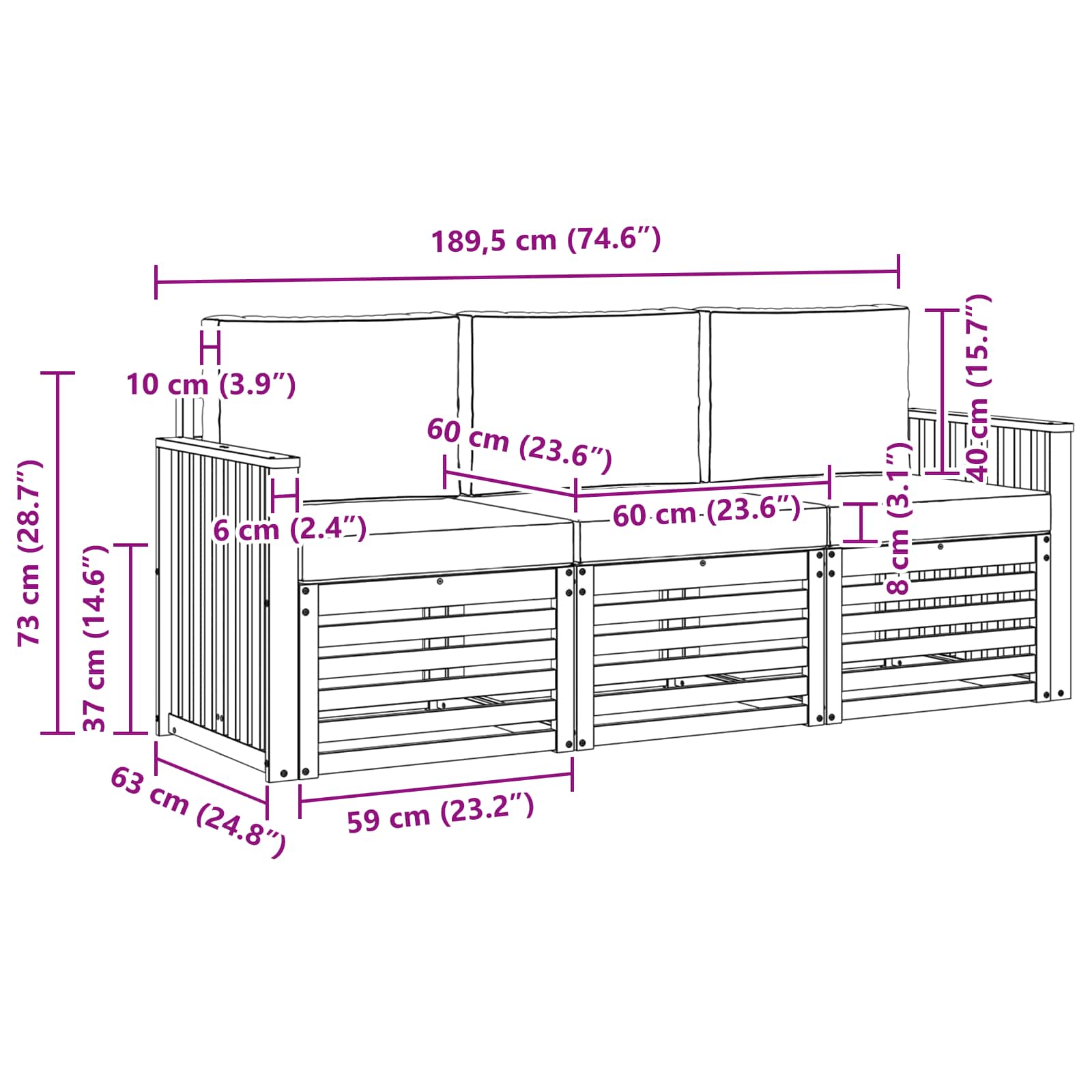 Sofa-Sets 3 pcs Natuurlijk en Lichtgrijs Massief Acaciahout image 6