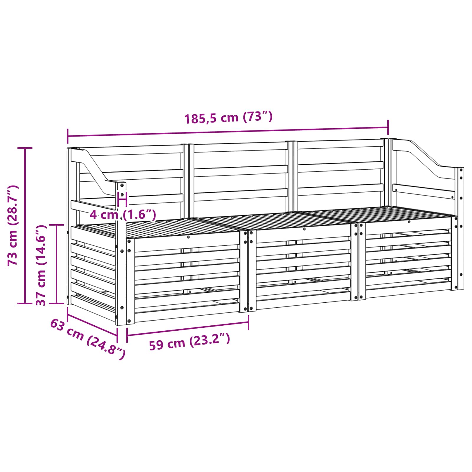 Sofa-Sets 3 pcs Naturel Massief Acaciahout image 5