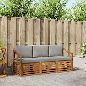 Sedežne garniture z blazino 3 pcs Naravna in svetlo siva