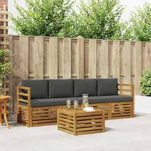 Zunanja garnitura za sedenje 5 pcs Naravna in antracitna