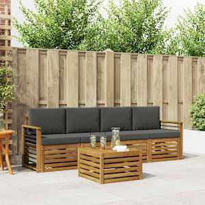 Sedežne garniture z blazino 5 pcs Naravna in antracitna