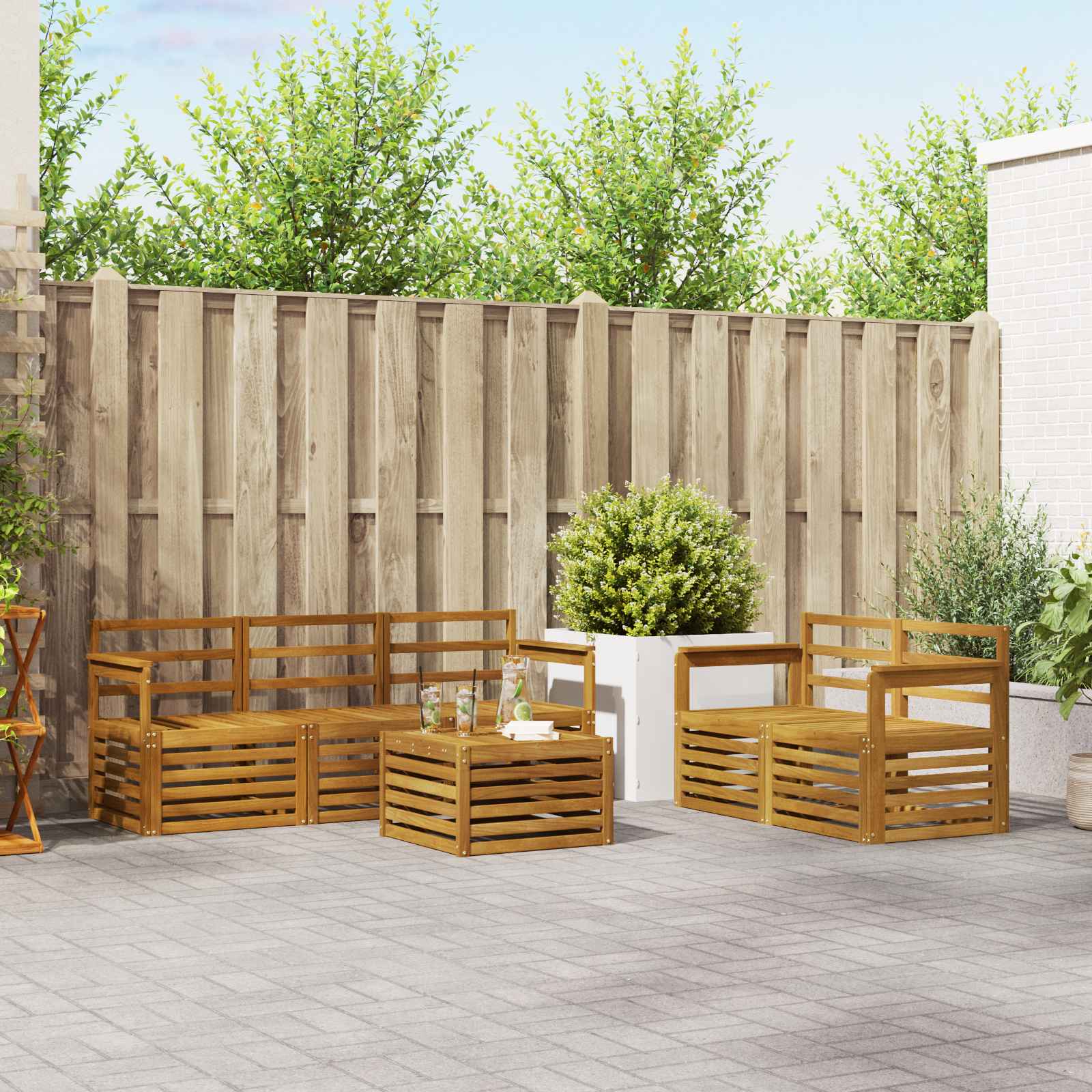 Sofa-Sets 6 pcs Naturel Massief Acaciahout image 1