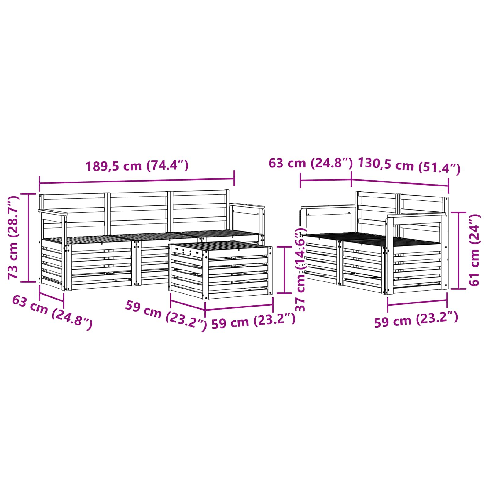Sofa-Sets 6 pcs Naturel Massief Acaciahout image 8