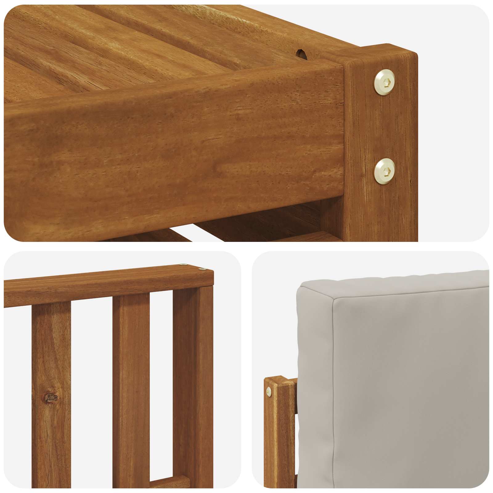 Sofa-Sets 6 pcs Natuurlijk en Lichtgrijs Massief Acaciahout image 6