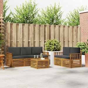 Sedežne garniture z blazino 6 pcs Naravna in antracitna