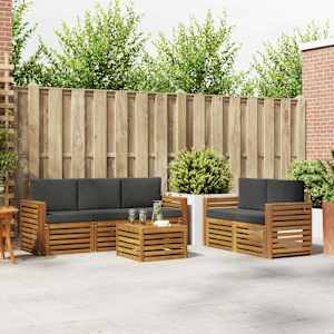 Sedežne garniture z blazino 6 pcs Naravna in antracitna