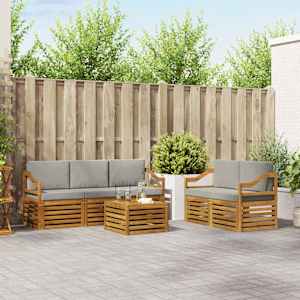 Sedežne garniture z blazino 6 pcs Naravna in svetlo siva