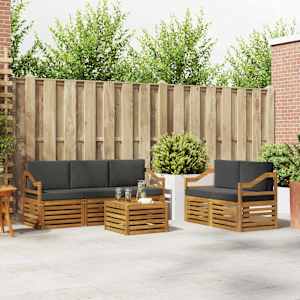 Sedežne garniture z blazino 6 pcs Naravna in antracitna