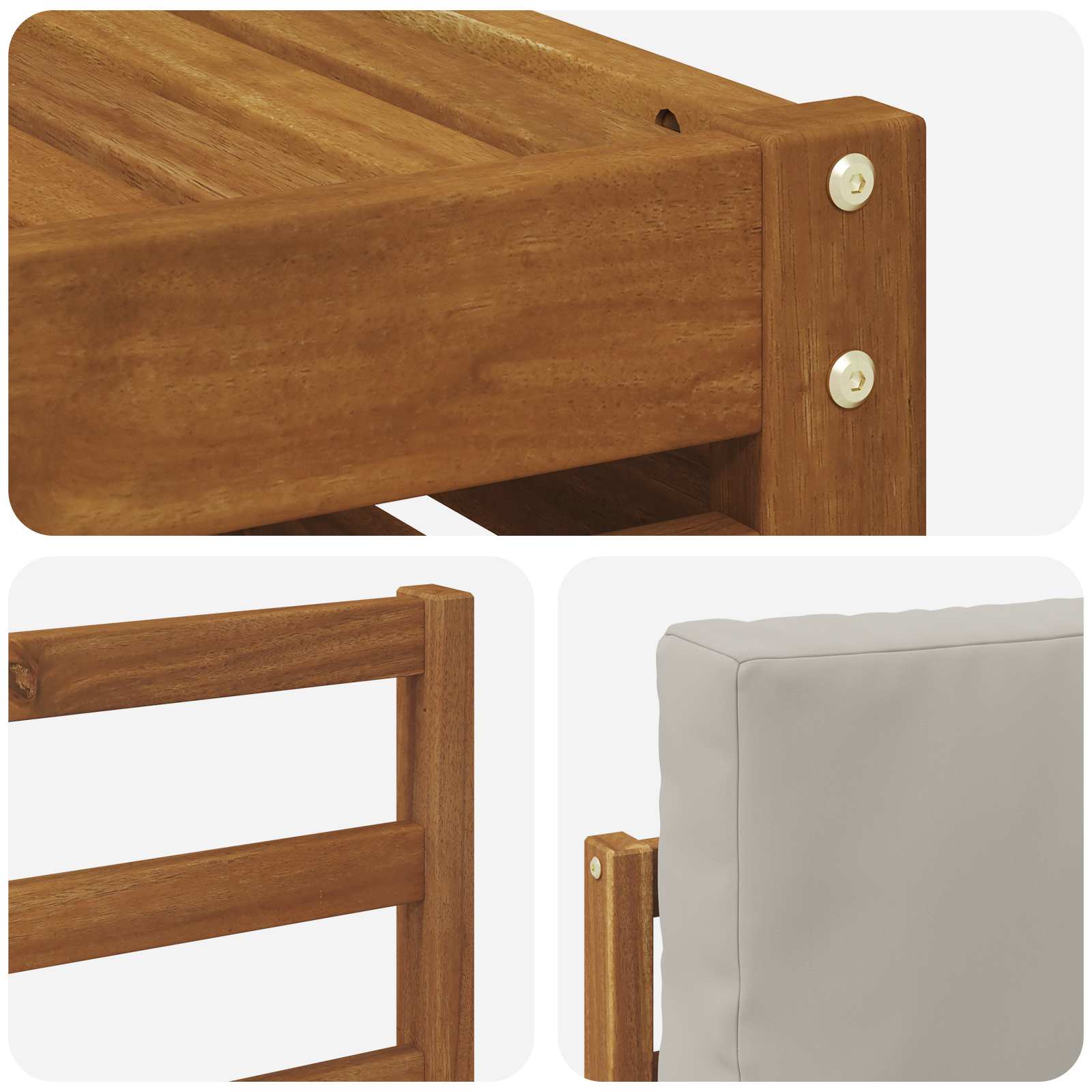 Sofa-Sets 7 pcs Natuurlijk en Lichtgrijs Massief Acaciahout image 6