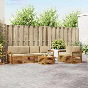 Zunanja garnitura za sedenje Naravna in bež Masiven les akacije