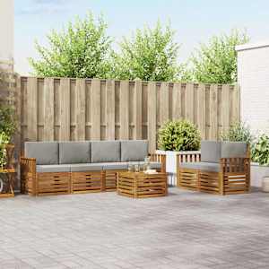 Sedežne garniture z blazino 7 pcs Naravna in svetlo siva