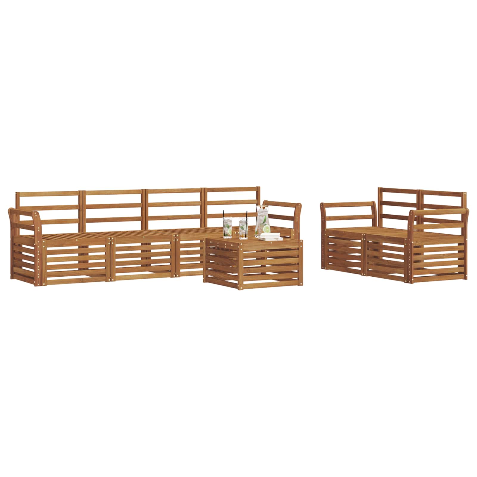 Thumbnail - vidaXL Sofagarnituren 7 pcs Natur Massivholz Akazie