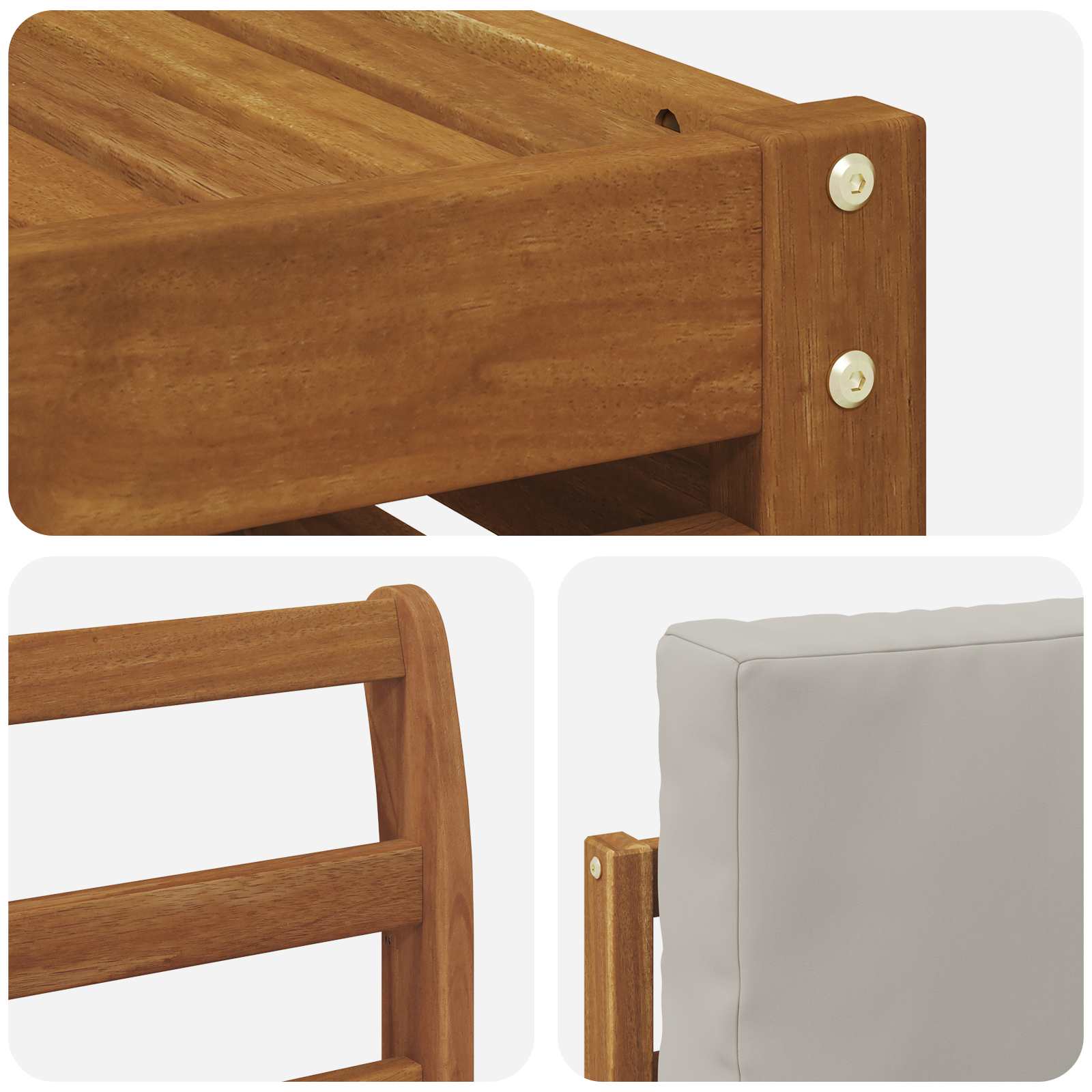 Sofa-Sets 7 pcs Natuurlijk en Lichtgrijs Massief Acaciahout image 6