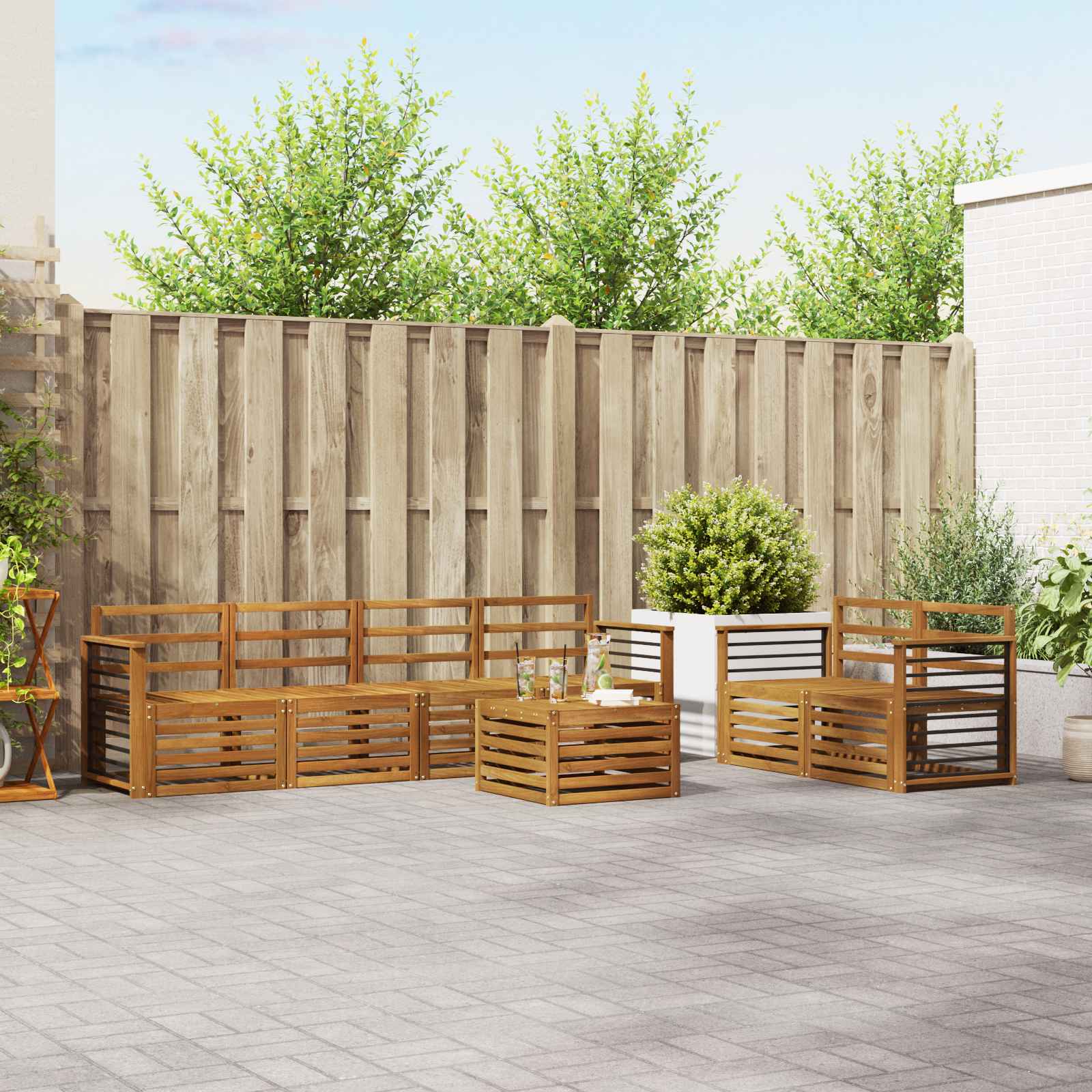 Sofa-Sets 7 pcs Naturel Massief Acaciahout image 1